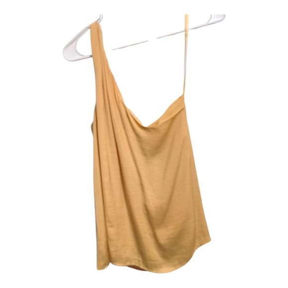 Vince Camuto One Shoulder Knoted Draped Textured Yellow Blouse - Picture 3 of 12